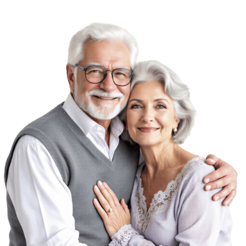 An older couple embracing each other png