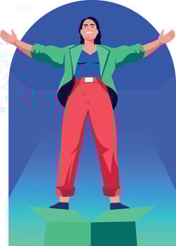 A flat style illustration showing freedom vector