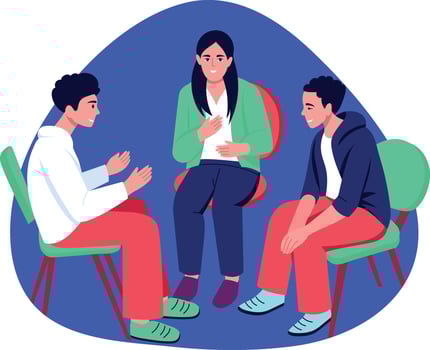 A style illustration of a group discussion vector