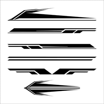 Set of simple car stripes Car race stripes. Racing stripes sticker design. Graphic sport decal vinyl element. Automobile Racing design. vector
