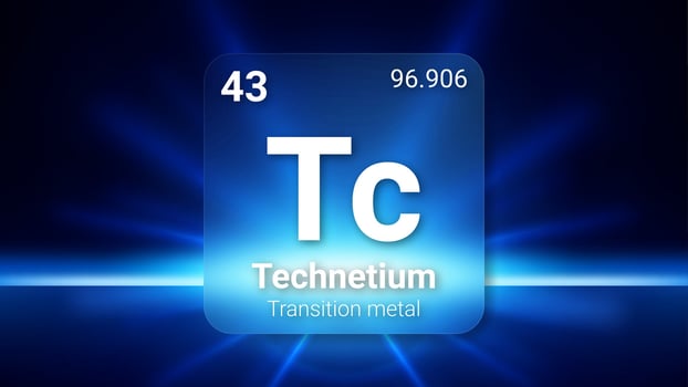 Technetium Transition Metal, Glass Morphism Element Futuristic Neon Light Glow Background Periodic Table, Chemical Symbol, Name, Atomic Mass, Atomic Number, Illustration vector