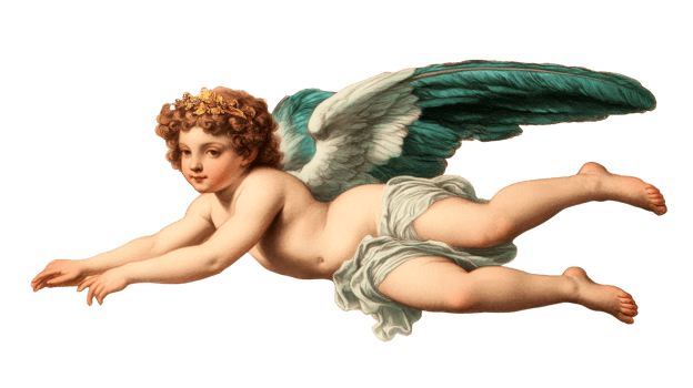 Angelic Child Leaping in Artistic Representation, cut out transparent png