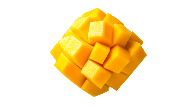 Juicy mango cube, cut out transparent png