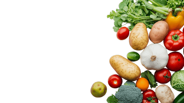 Assorted farm vegetables harvest arrangement, nutrition variety, cut out transparent png