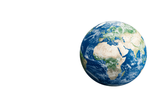 Earth globe showing continents in detailed, cut out transparent png