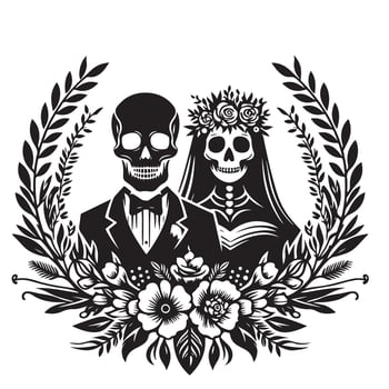 Silhouette Dia de los Muertos Wedding Couple Illustration vector