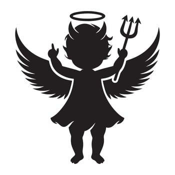 Playful Silhouette of Angel Devil Baby Character Graphic Art vector