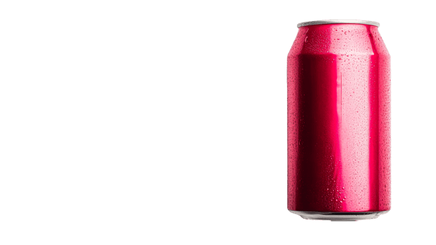 Refreshing chilled beverage can, condensation droplets, isolated, cut out transparent png