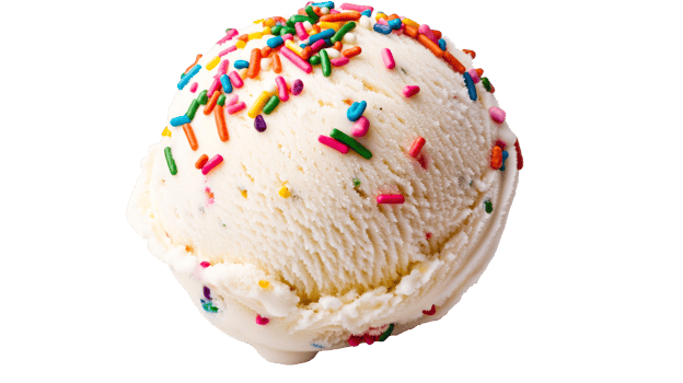 A scoop of ice cream with sprinkles, cut out transparent png