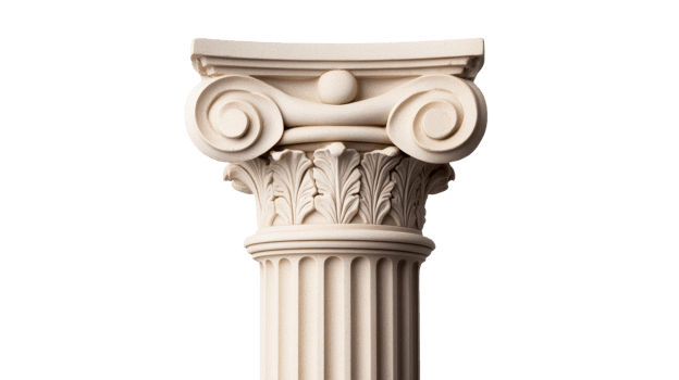 Marble column architectural detail, cut out transparent png