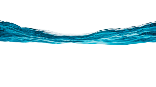 Flowing turquoise water surface with ripples, cut out transparent png