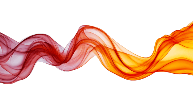 Ribbon with red and orange tones of color abstract wave, cut out transparent png