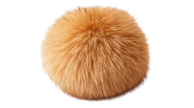 Stylish fluffy ball of fur element, fashion decor detail, soft, cut out transparent png