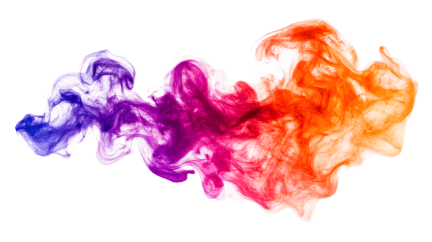 Colorful smoke swirls with blended hues, vibrant effect, cut out transparent png