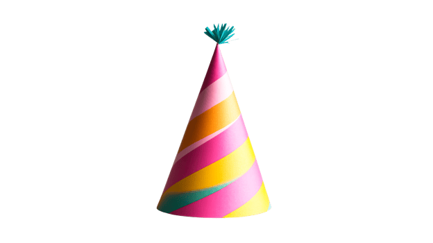 Party hat striped bright, festive, holiday, isolated, celebration, fun, cut out transparent png