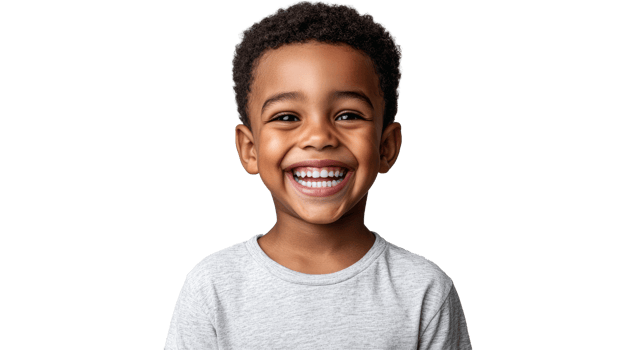 Cheerful cute boy with a beaming smile, cut out transparent png
