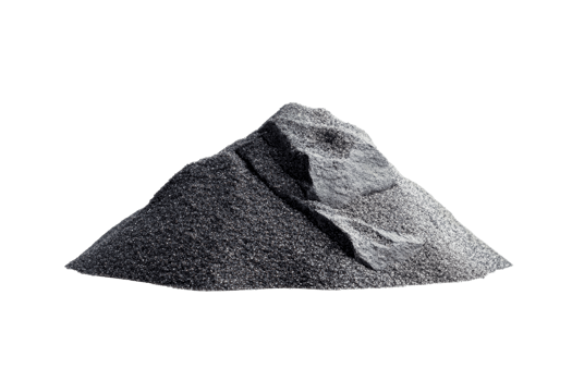 Isolated mountain of dark volcanic sand and rock, cut out transparent png