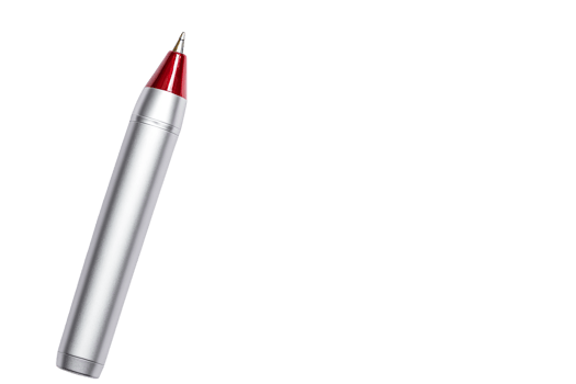 Silver pen with red tip for drawing and writing, cut out transparent png