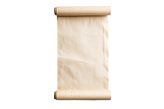 Ancient looking scroll, parchment background illustration, cut out transparent png