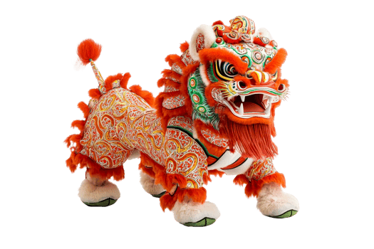 Chinese New Year Lion Dance Costume, Traditional Celebration, cut out transparent png