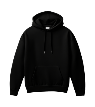 Isolated black hoodie, modern sportswear apparel mockup, cut out transparent png
