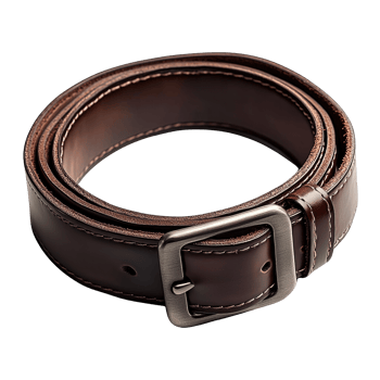 Premium Quality Dark Brown Leather Belt with Distinctive Silver Buckle Isolated on Transparent Background png