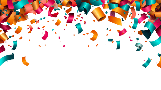 Festive confetti background with vibrant colors , cut out transparent png