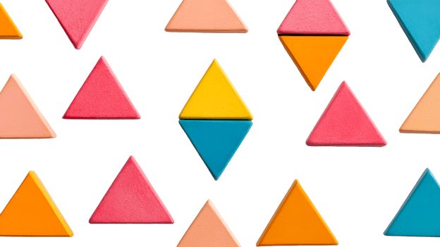 Abstract triangle pattern on black background, cut out transparent png