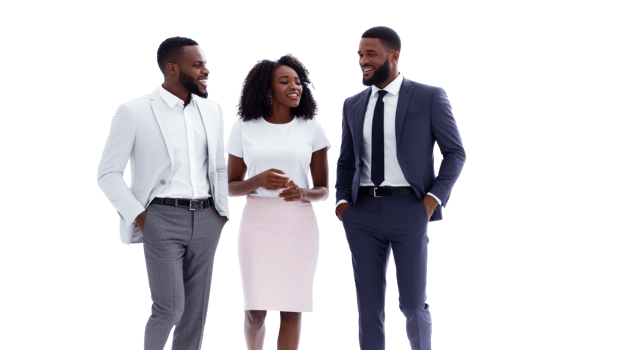 Business team talking, isolated on transparent background, cut out transparent png