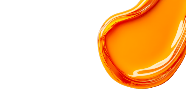 Abstract orange liquid swirl pattern on black, transparent background, cut out transparent png