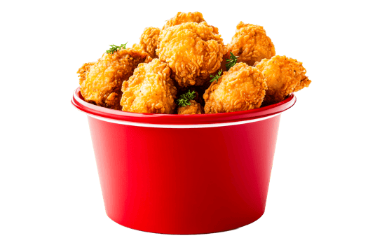 Fried chicken in bucket, fast food, cut out transparent png