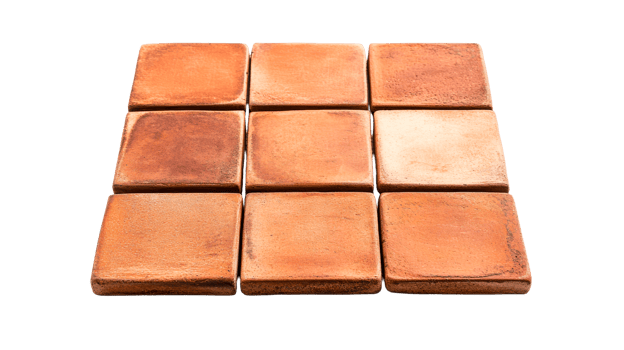 Terracotta Tiles Arrangement on Black Background, cut out transparent png