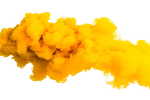 Yellow smoke cloud, abstract design, artistic element, cut out transparent png
