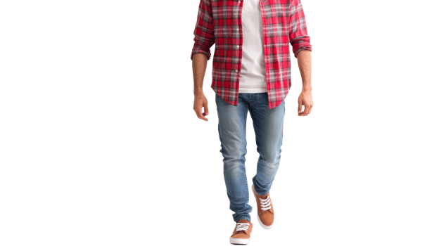 Young man in casual clothing steps forward, cut out transparent png