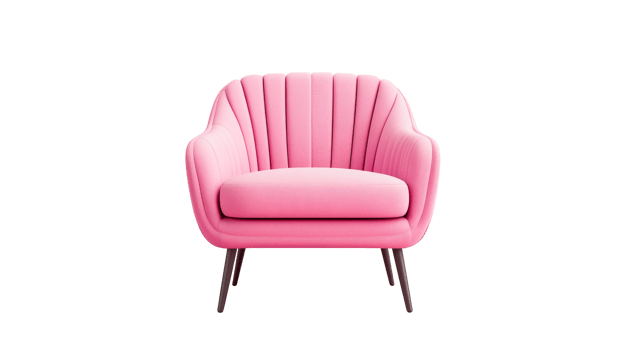 Pink Velvet Armchair Elegance on Black Background, cut out transparent png