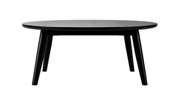 Modern round black wooden table, furniture design, cut out transparent png