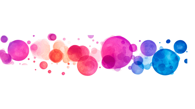 Watercolor blotches in a rainbow gradient on black, cut out transparent png