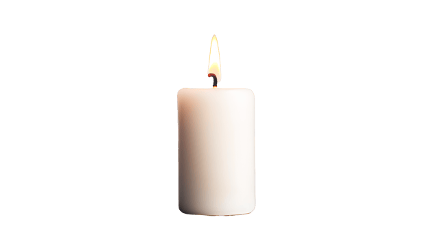 Candle flame glowing against a black background, cut out transparent png