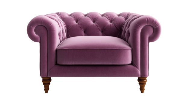 Luxurious purple armchair, isolated furniture piece, interior design, cut out transparent png