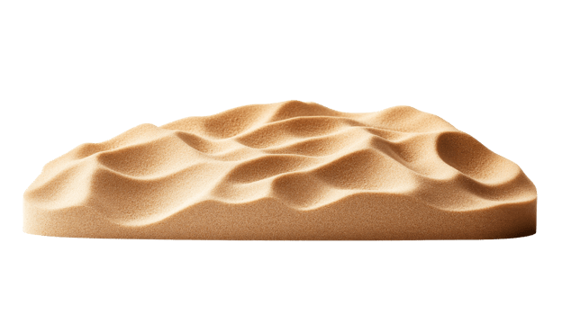 Sand dune formation with rounded crests and windblown texture, cut out transparent png
