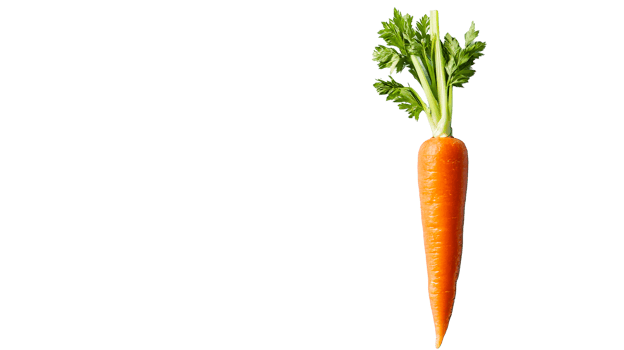 Fresh orange carrot with green top on black background, cut out transparent png