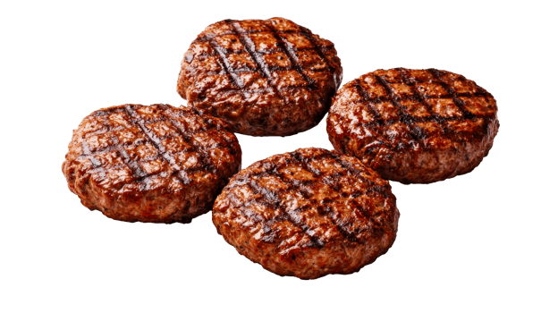 Grilled burger patties, cut out transparent png
