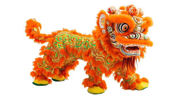 Traditional Chinese lion dance costume, performance art, festival, cut out transparent png