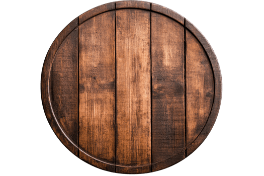 Barrel bottom end grain wooden brown circles background, cut out transparent png