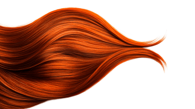 Vibrant orange hair flowing smoothly on a transparent background png