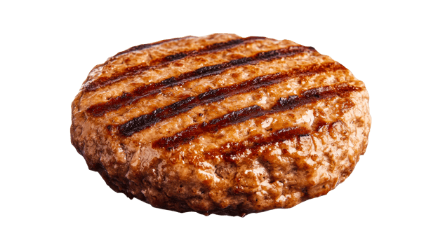 Charcoal grilled hamburger patty on a clear background png