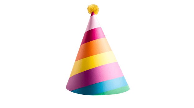 Colorful party hat with stripes perfect for celebrations png