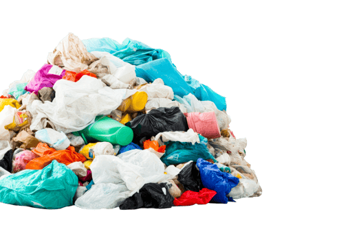 Pile of mixed waste materials in urban environment for disposal png