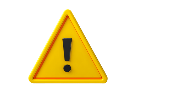 Warning sign in yellow triangle with black exclamation mark png