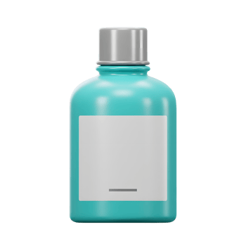 A sleek, teal plastic bottle with a simple, blank label. Clean lines and a minimalist aesthetic create a calming, modern feel. png